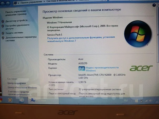 Acer Aspire One D270-268BLw. 1,6����, ��� 1024 ��, ���� 500���, WiFi: 1 ����