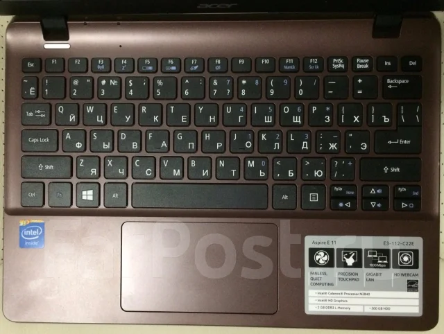Acer Aspire E3-112. 11.6", 2,2����, ��� 2048 ��, ���� 500���, WiFi: 1, Bluetooth: 1, ����������� �� 4��. ����