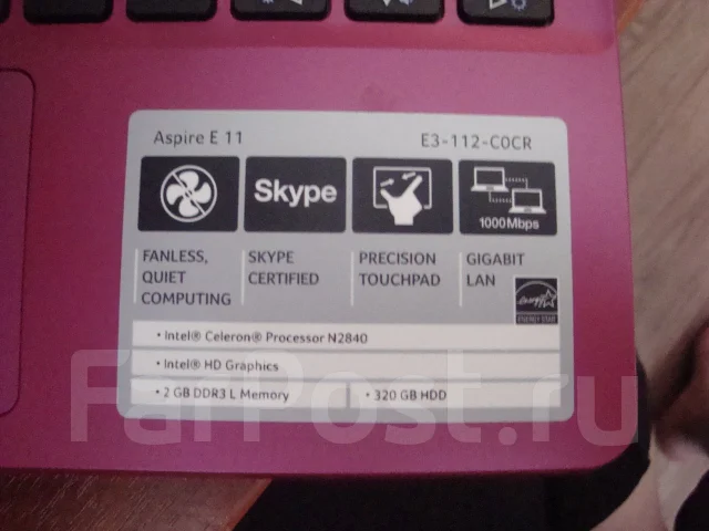 Acer Aspire E3-112. 11", 2,2����, ��� 2048 ��, ���� 320���, WiFi: 1, Bluetooth: 1, ����������� �� 3��. ����