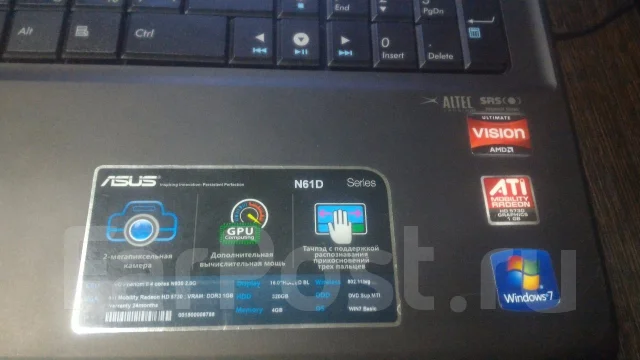 Asus N61DA. 16", 2����, ��� 4 ��, WiFi: 1, Bluetooth: 1 ����