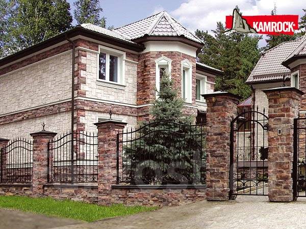 Фасады домов искусственным камнем фото Камень Kamrock, в наличии. Цена: 1 471 ₽ во Владивостоке