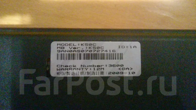 Asus K50C. 15.6", 1,2����, ��� 3072 ��, ���� 160���, WiFi: 1, ����������� �� 2��. ����