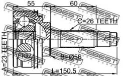 Шрус подвески. Toyota Corolla, EE100, AE100, CE100 Toyota Starlet, EP91, EP82 Двигатель 4EFTE