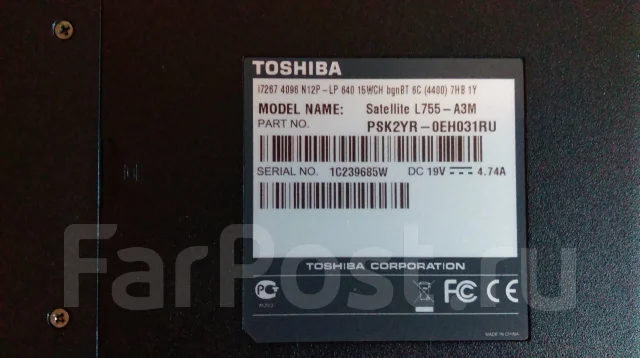 Toshiba Satellite L755-A3M. 15.6", 2,2����, ��� 8 ��, ���� 640���, WiFi: 1, Bluetooth: 1 ����