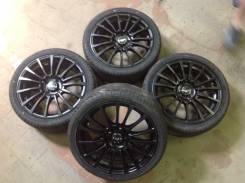 Цунами чёрные матовые r17 4x98,100 + tigar 215/45 r17. 7.0x17 4x98.00, 4x100.00 ET45 ЦО 60,1 мм.