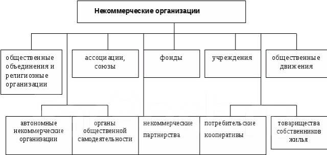 Виды некоммерческих организаций схема