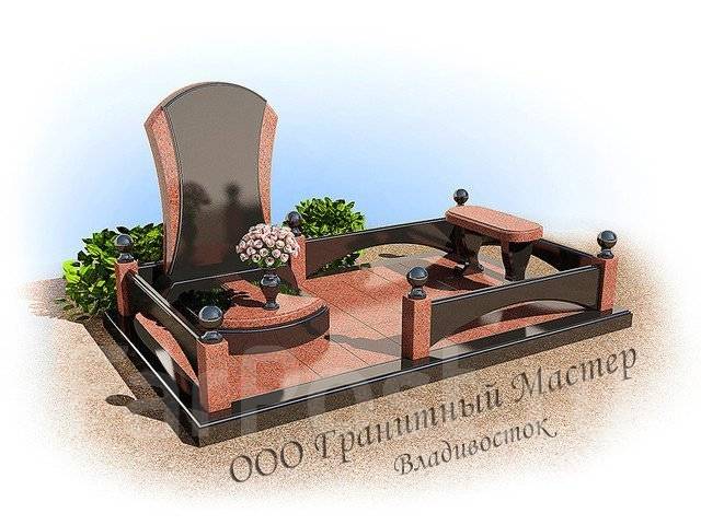 Памятник из цветного гранита Облучье Цоколь из габбро-диабаза Нелидово