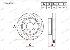 Диск тормозной. Toyota 4Runner, GRN215, UZN210, UZN215, GRN210 Toyota GX470, UZJ120 Toyota Land Cruiser Prado, TRJ125, RZJ120, LJ120, LJ125, KDJ125, G...