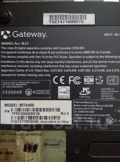 Gateway. 15.4", ���� 160���, WiFi: 1, Bluetooth: 1 ����