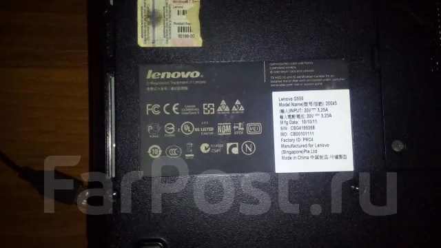 Lenovo G555. 15.6", 2,3����, ��� 2048 ��, ���� 320���, WiFi: 1, Bluetooth: 1, ����������� �� 4��. ����