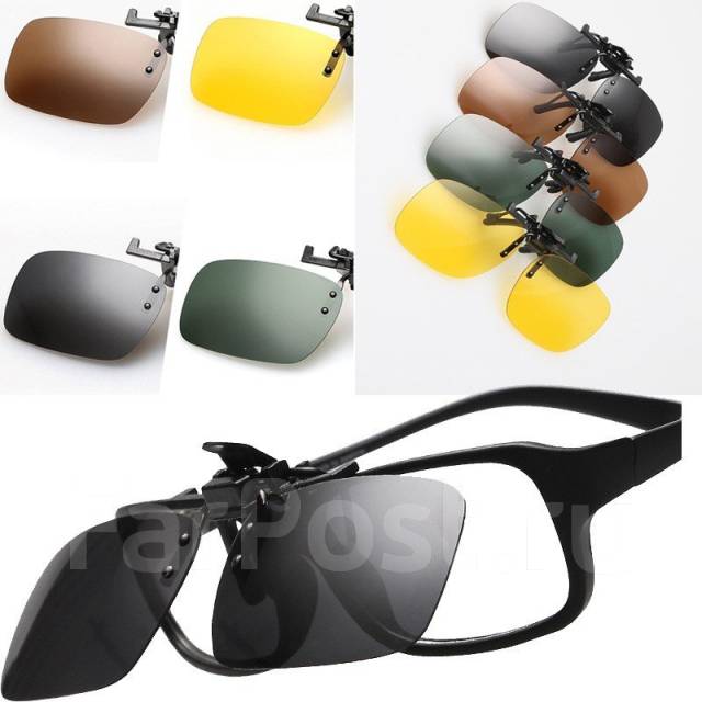 Солнцезащитные ударопрочные накладки (клипсы) на очки, защита UV 400 .