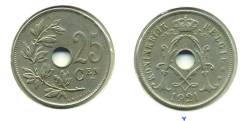 Старая Бельгия 25 сантимов 1921 года (иностранные монеты)