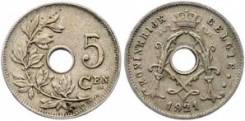 Старая Бельгия 5 сантимов 1921 года (иностранные монеты)