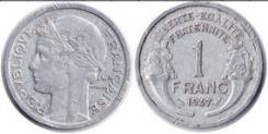 1 франк Франция 1947 г. (иностранные монеты)