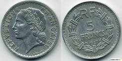 5 франков Франция 1947 (иностранные монеты)