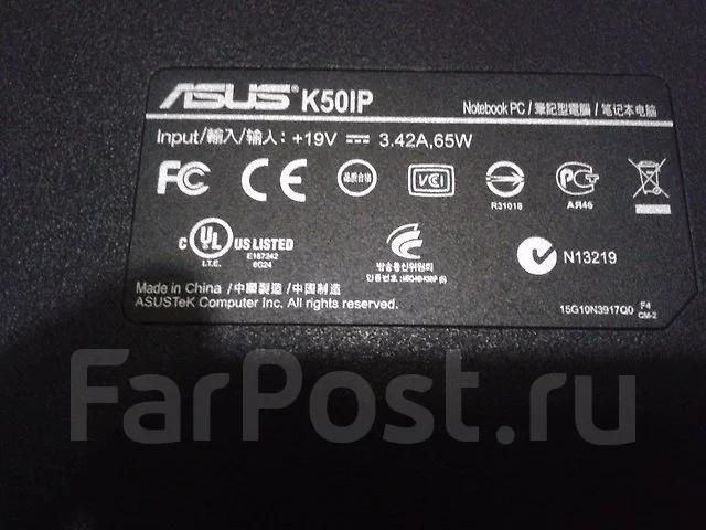 Asus K50IP. 15.6", 1����, ��� 2048 ��, ���� 250���, WiFi: 1, Bluetooth: 1, ����������� �� 3��. ����