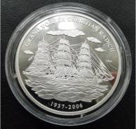 1000 франков.2006г. Конго. Парусник Кристиан Радич. Серебро. Proof.