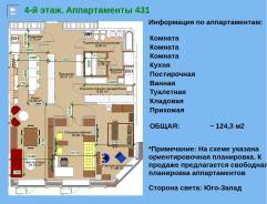 3-комнатная, улица Четвертая 6д. Океанская, застройщик, 124 кв. м. План квартиры