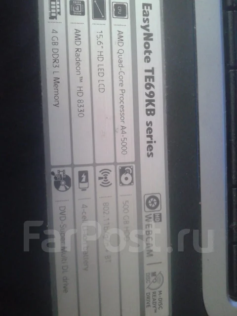 Packard Bell EasyNote. 15.6", 1,5����, Bluetooth: 1 ����
