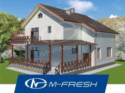 M-fresh Present! (Проект 2-этажного дома с накрытой террасой! ). 200-300 кв. м., 2 этажа, 5 комнат, бетон
