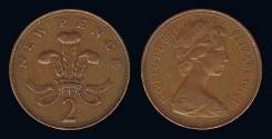 Великобритания 2 пенни 1971 год (иностранные монеты)