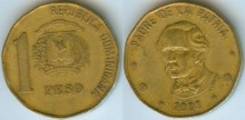 Доминиканская республика 1 пео 2002 год (иностранные монеты)