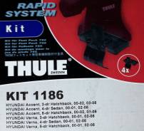 Крепёжный комплект для багажника Thule 1186 Hyudai Accent, 3-dr hatchback, 00-02, 03-05, Hyudai Accent, 4-dr sedan, 00-01, 02-05,Hyudai Accent, 5-dr h...
