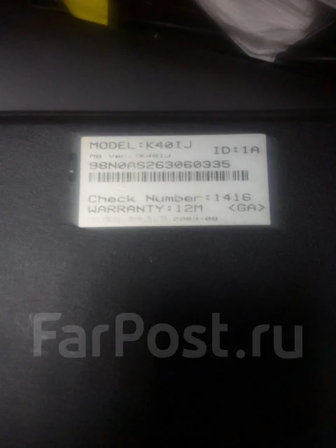 Asus K40IJ. 15.6", 1,9����, ��� 2048 ��, ���� 250���, WiFi: 1, Bluetooth: 1, ����������� �� 1��. ����