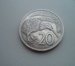 Новая Зеландия, 20 центов 1967 - птица Киви