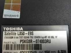 Toshiba Satellite L850-E9S. 15.6", ��� 8 ��, ���� 750���, WiFi: 1, Bluetooth: 1 ����