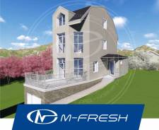 M-fresh Flex (Проект 2-этажного узкого дома! Посмотрите! ). 100-200 кв. м., 2 этажа, 3 комнаты, бетон