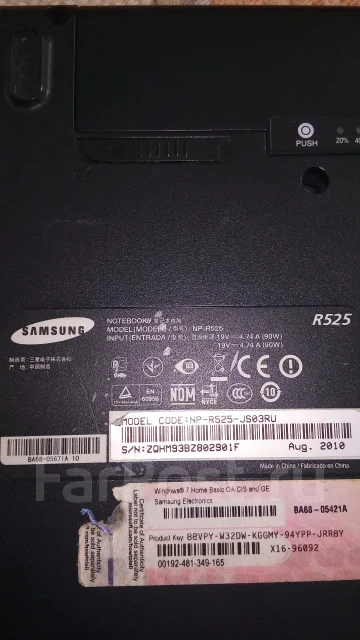 Samsung R525. 15.6", 2,4����, ��� 4 ��, WiFi: 1, Bluetooth: 1, ����������� �� 5��. ����