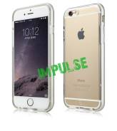 Силиконовый прозрачный чехол с алюминиевым бампером по периметру для iPhone 6/6s, серебрянный