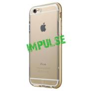 Силиконовый прозрачный чехол с алюминиевым бампером по периметру для iPhone 6 Plus/6s Plus, золотой