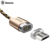 Магнитный зарядный кабель micro USB 100см 2.4А, золотой