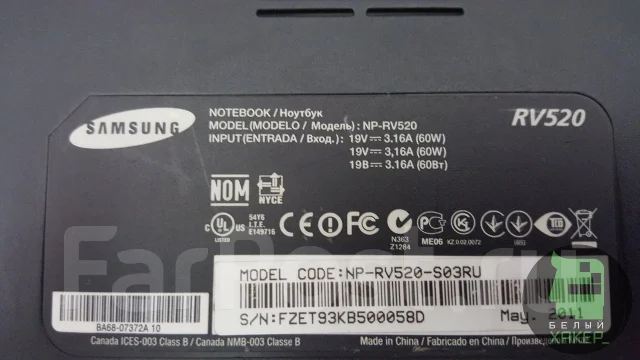 Samsung RV520. 15.6", 2 400����, WiFi: 1, Bluetooth: 1, ����������� �� 1��. ����