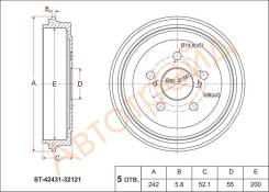 Барабан тормозной зад TOYOTA PREMIO/ALLION 01-07/ OPA 00-05/VISTA ##V5# 98-03/ CELICA 99-05 SAT ST-42431-32121