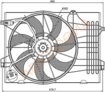Диффузор радиатора в сборе HYUNDAI TUCSON 04-09/KIA SPORTAGE 04-09 2,0i/2,0d SAT ST-HN50-201-0