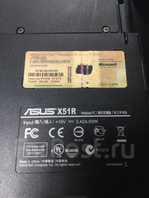 Asus X51R. 15.4", 1,6����, ��� 512 ��, ���� 80���, WiFi: 1, Bluetooth: 1, ����������� �� 1��. ����