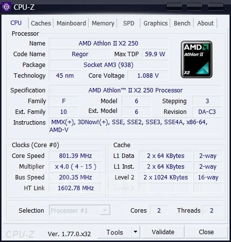 AMD Athlon II X2 250 ����