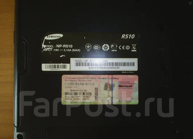 Samsung R510. 15.4", 2����, ��� 2048 ��, ���� 300���, WiFi: 1, Bluetooth: 1, ����������� �� 1��. ����