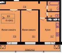 2-комнатная, ул.Почтовая. Карасунский, агентство, 65 кв. м.