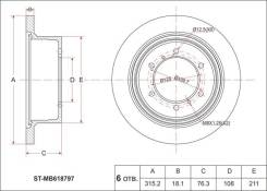 Диск тормозной RR MMC Pajero/Sport/Challenger V2#/4#, K9# 91-, Delica SpGear/L400 Van PD/PF/PE 9, задний SAT STMB618797