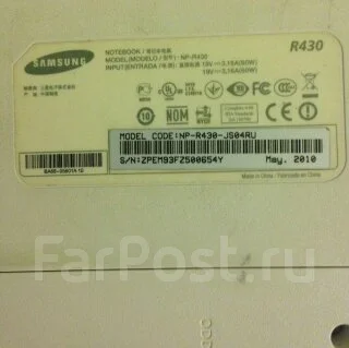 Samsung R430. 14", 2,2����, ��� 2048 ��, ���� 250���, WiFi: 1, ����������� �� 1��. ����