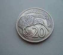 Новая Зеландия 20 центов 1975 год (иностранные монеты)