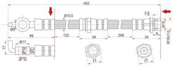 Шланг тормозной FR MAZDA 323/626/ASTINA/CAPELLA/FAMILIA/MX-3/MX-6/PROTEGE 89-97 LH=RH