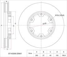 Диск тормозной передний NS Atlas F23, Caravan E24, 93- ST-40206-20N01 SAT ST4020620N01