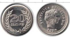 Колумбия 20 сентаво 1975 год (иностранные монеты)
