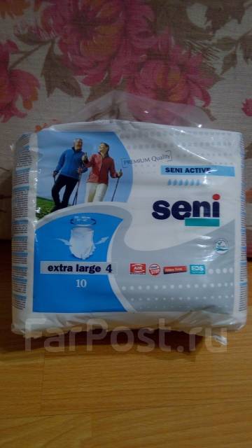 Подгузники трусики для взрослых Сени (Seni Active) размер 4, 10 штук,  новый, в наличии. Цена: 449₽ во Владивостоке