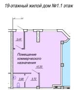 Коммерческое помещение в ЖК «Алые паруса» от застройщика. Улица Крыгина 105 стр. 1, р-н Эгершельд, 52 кв. м. План помещения